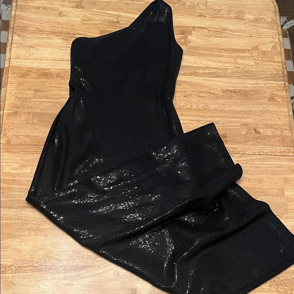 St. John Black One-Shoulder Dress